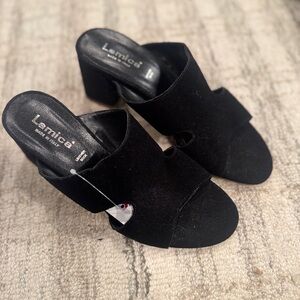 Lamica Italy Women's Black Suede Mules. NWT. SZ 8